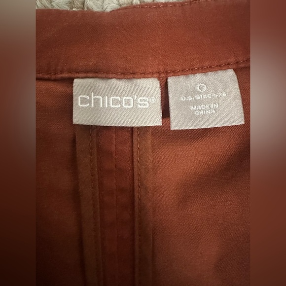 Chico’s Brown Military Field Jacket with Stand-Up Collar size 4/6 - Picture 9 of 12